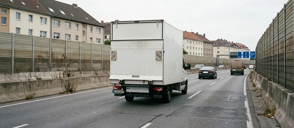 Umzugswagen auf der Autobahn zwischen Düsseldorf und Köln